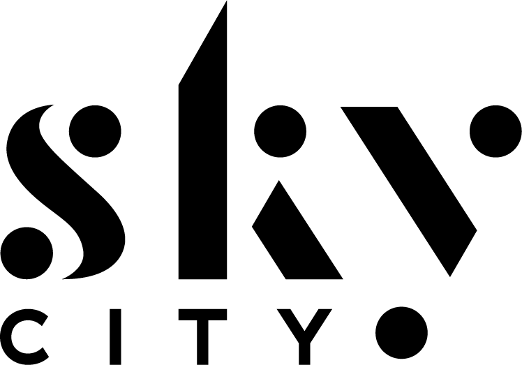 SkyCity logo - stacked black version